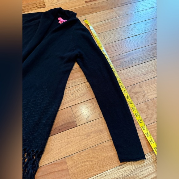 Lilly Pulitzer Tatum BLACK Fringe Hem Open Cardigan Sweater Women’s Size S - Picture 13 of 15